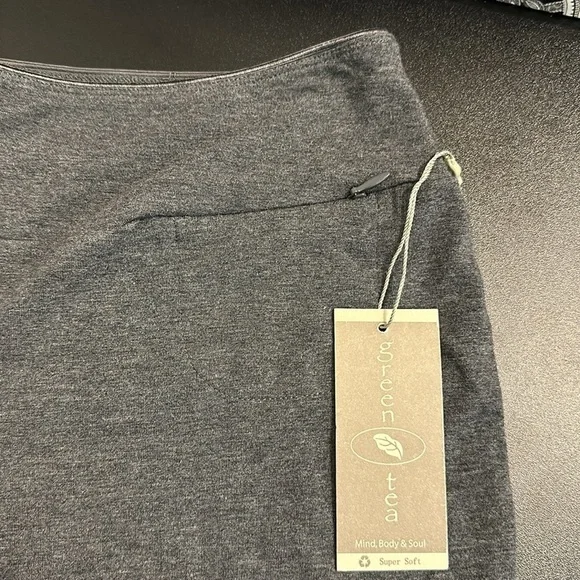 GREEN TEA SUPER SOFT CHARCOAL HEATHER PANTS LOUNGE COMFORT EVERYDAY - Picture 5 of 6